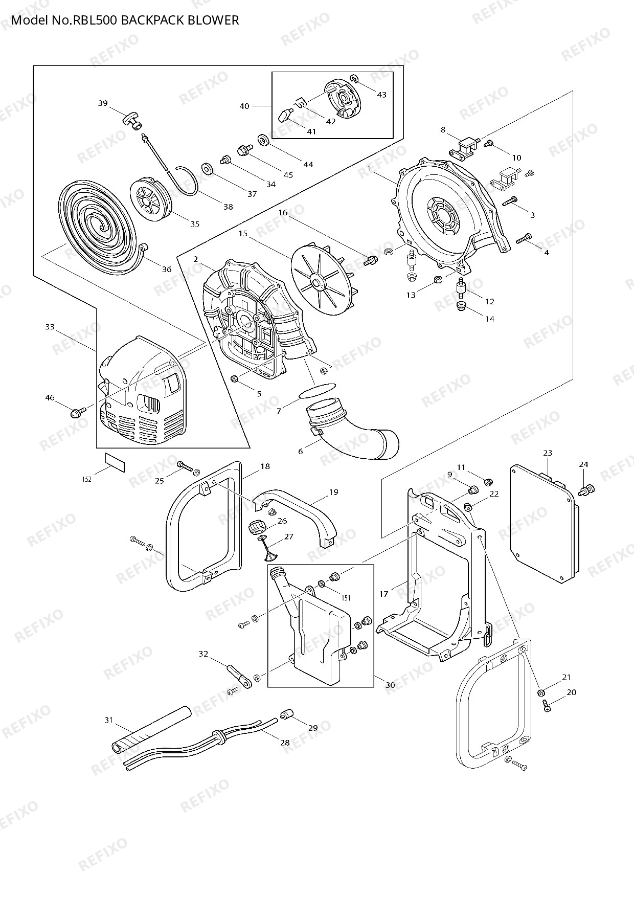 MAKITA RBL500 — схема запчастей