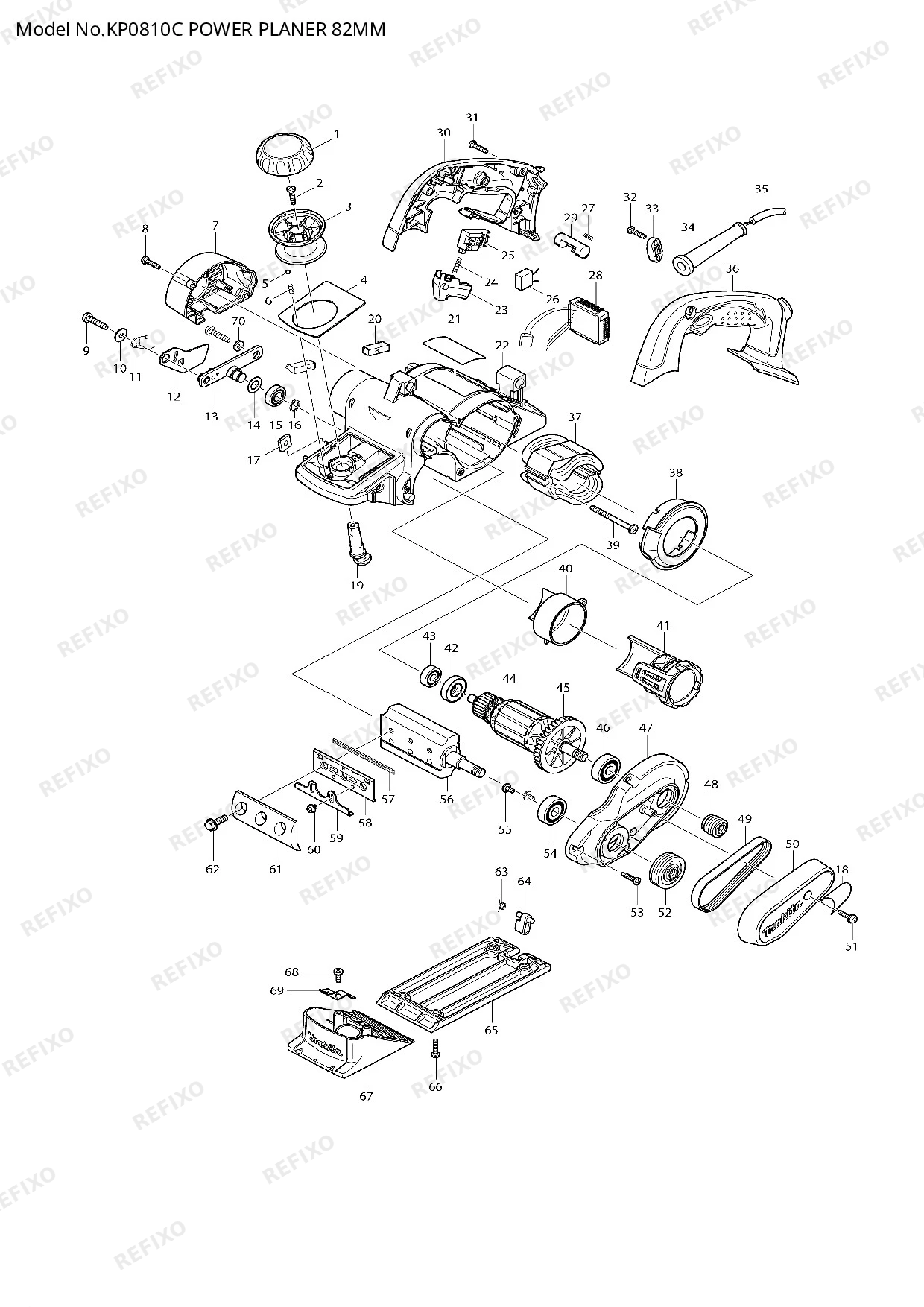 MAKITA KP0810C — схема запчастей