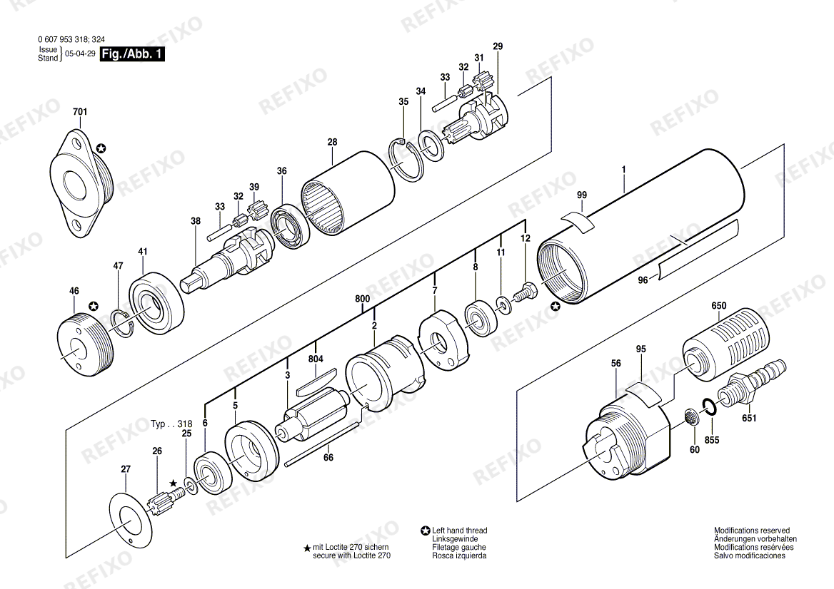 Bosch Einbaumotor 180 WATT-SERIE (0 607 953 318) — схема запчастей