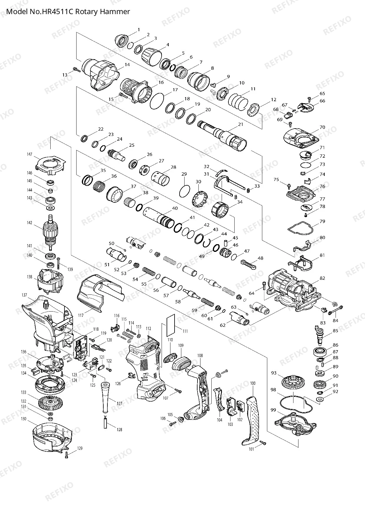 MAKITA HR4511C — схема запчастей