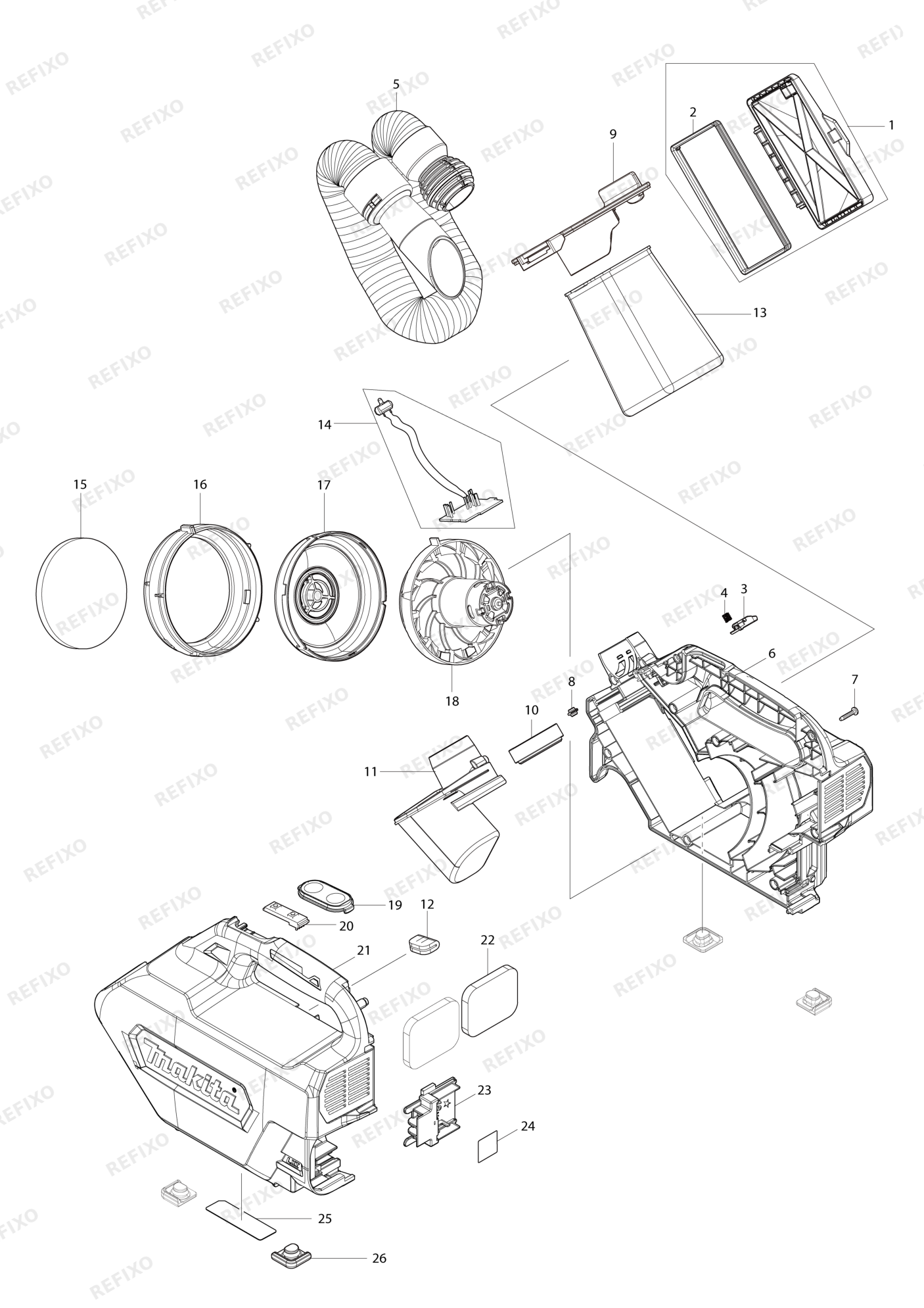 MAKITA DCL184 — схема запчастей
