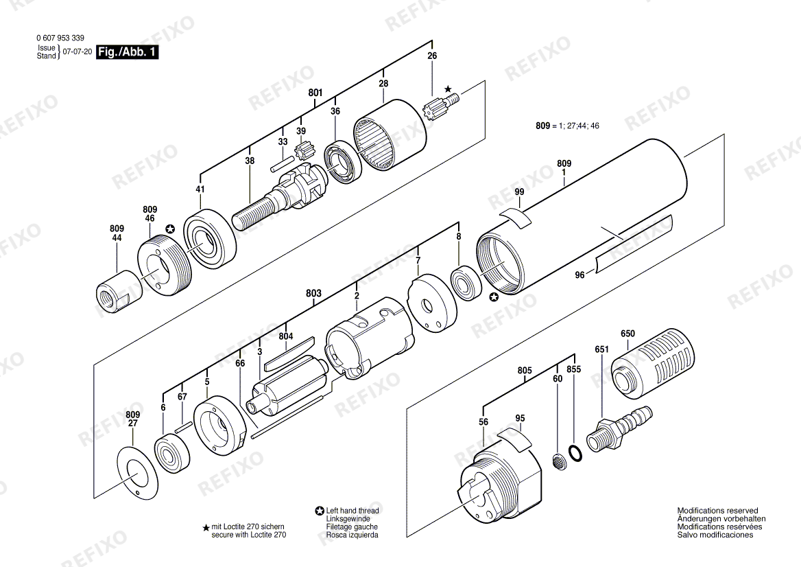 Bosch Einbaumotor 180 WATT-SERIE (0 607 953 339) — схема запчастей