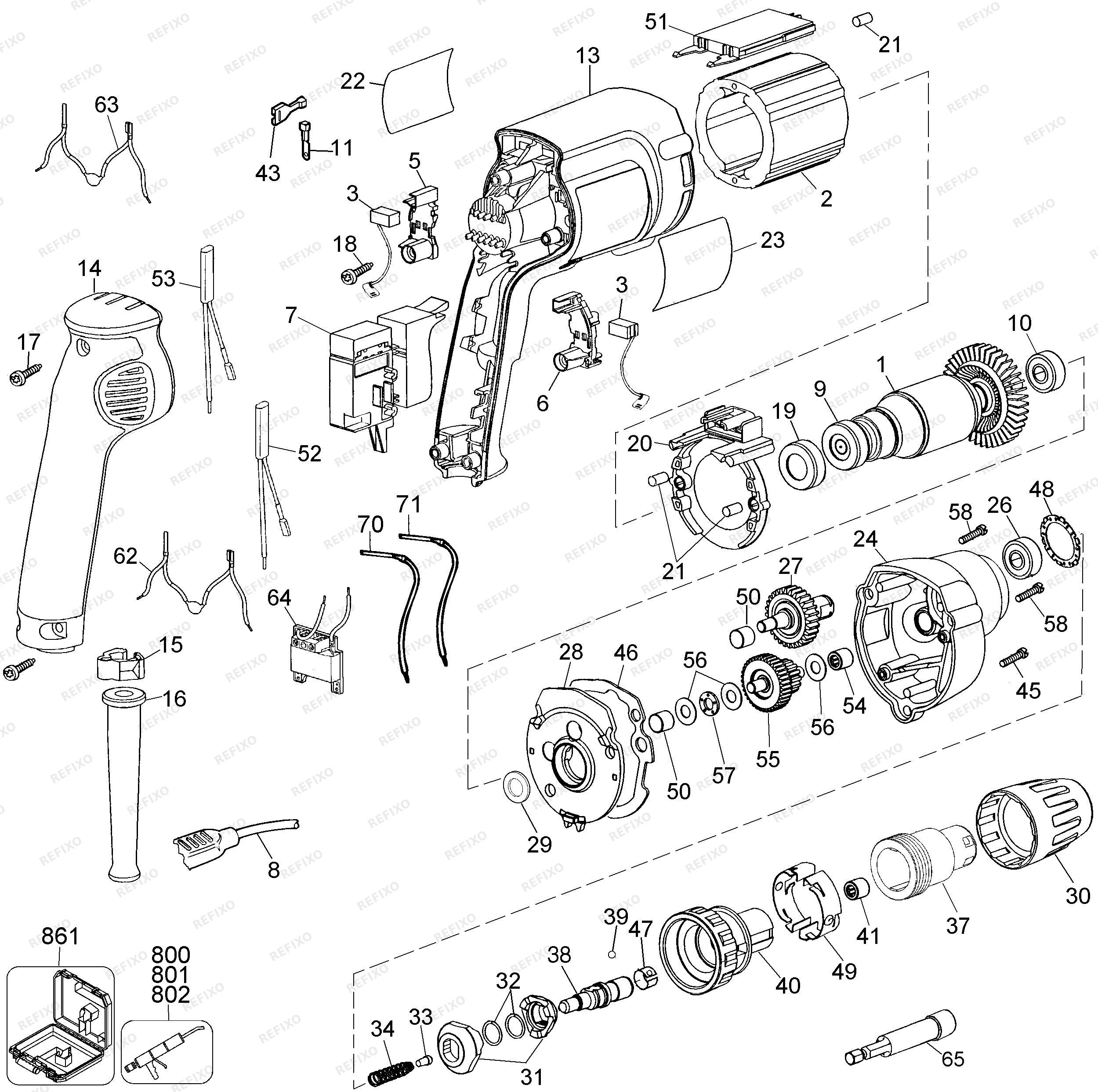 DeWalt ОТВЁРТКА BS25EK — схема запчастей