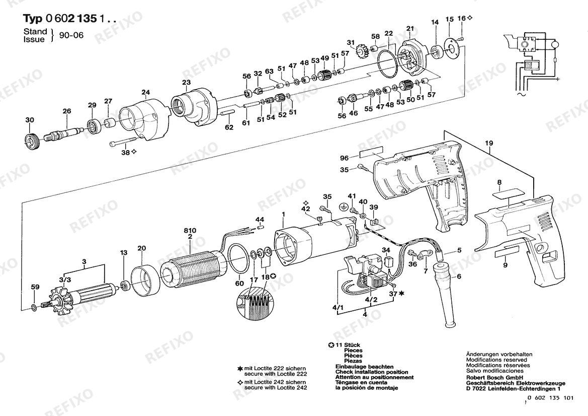 Bosch Дрель HBM 57/2 (0 602 135 101) — схема запчастей