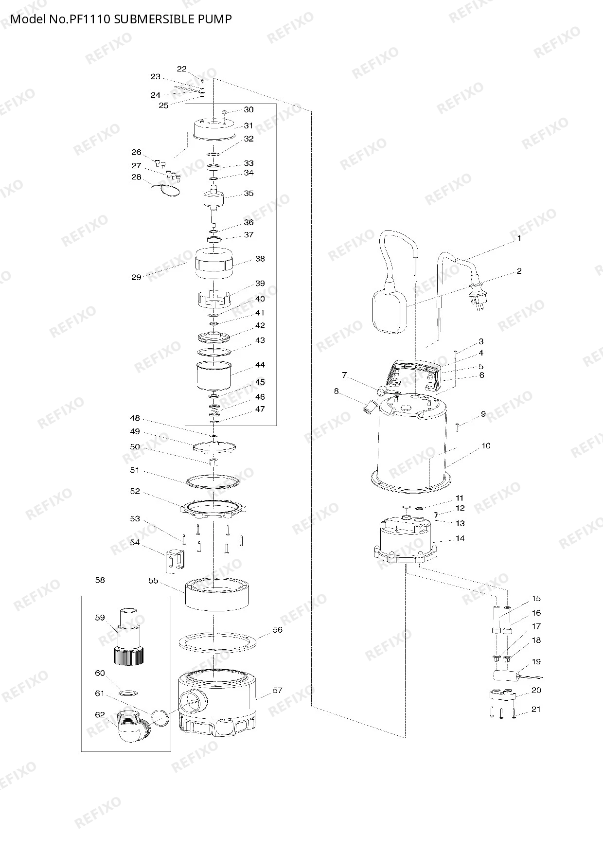 MAKITA PF1110 — схема запчастей