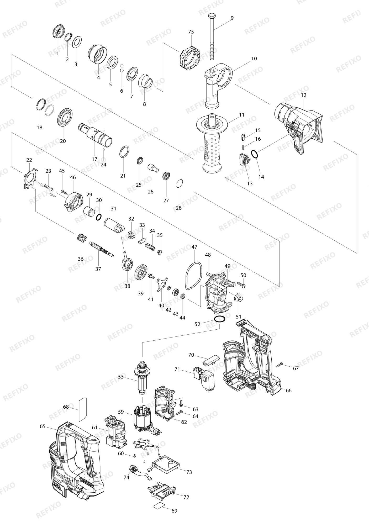 MAKITA DHR171 — схема запчастей