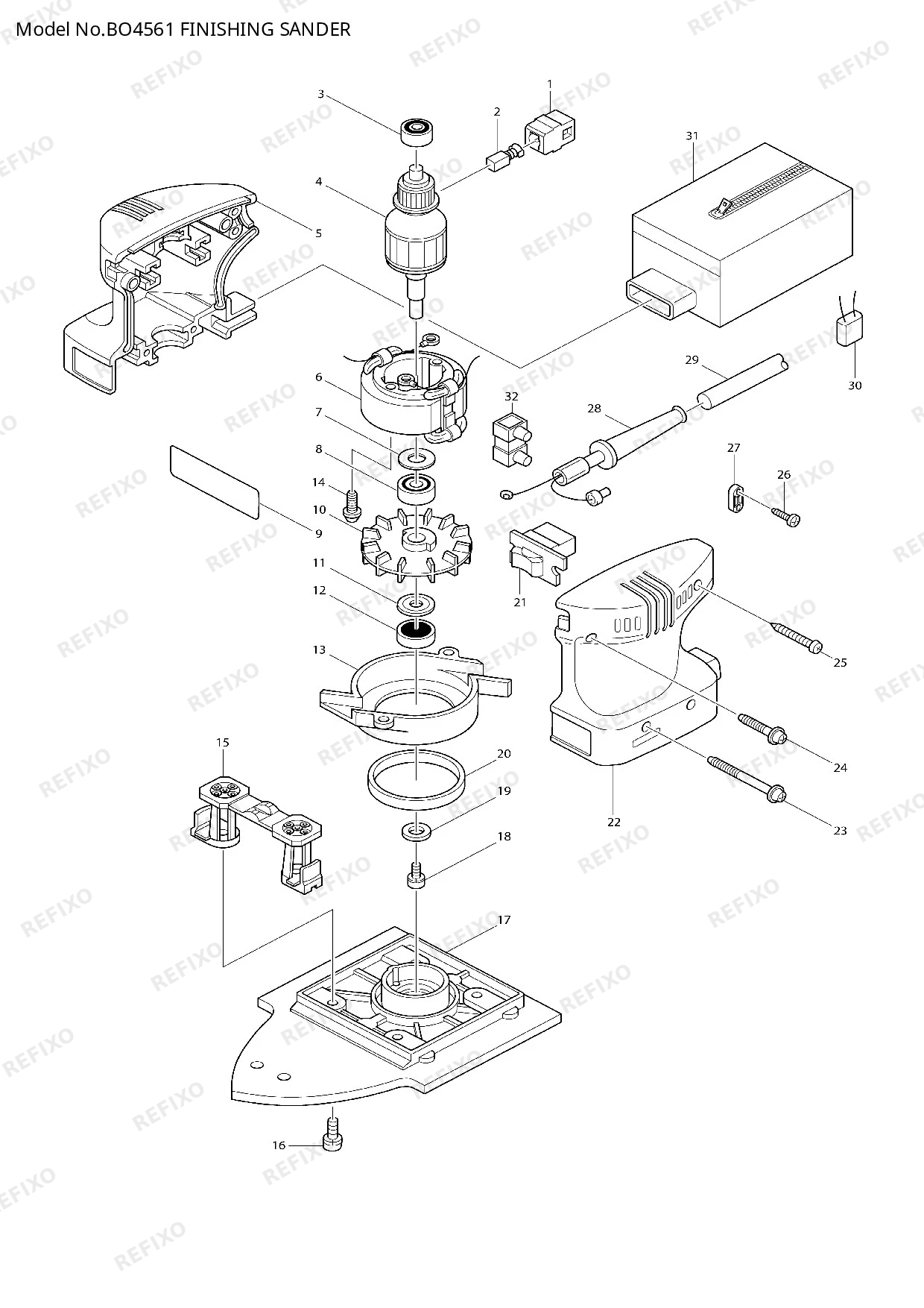 MAKITA BO4561 — схема запчастей