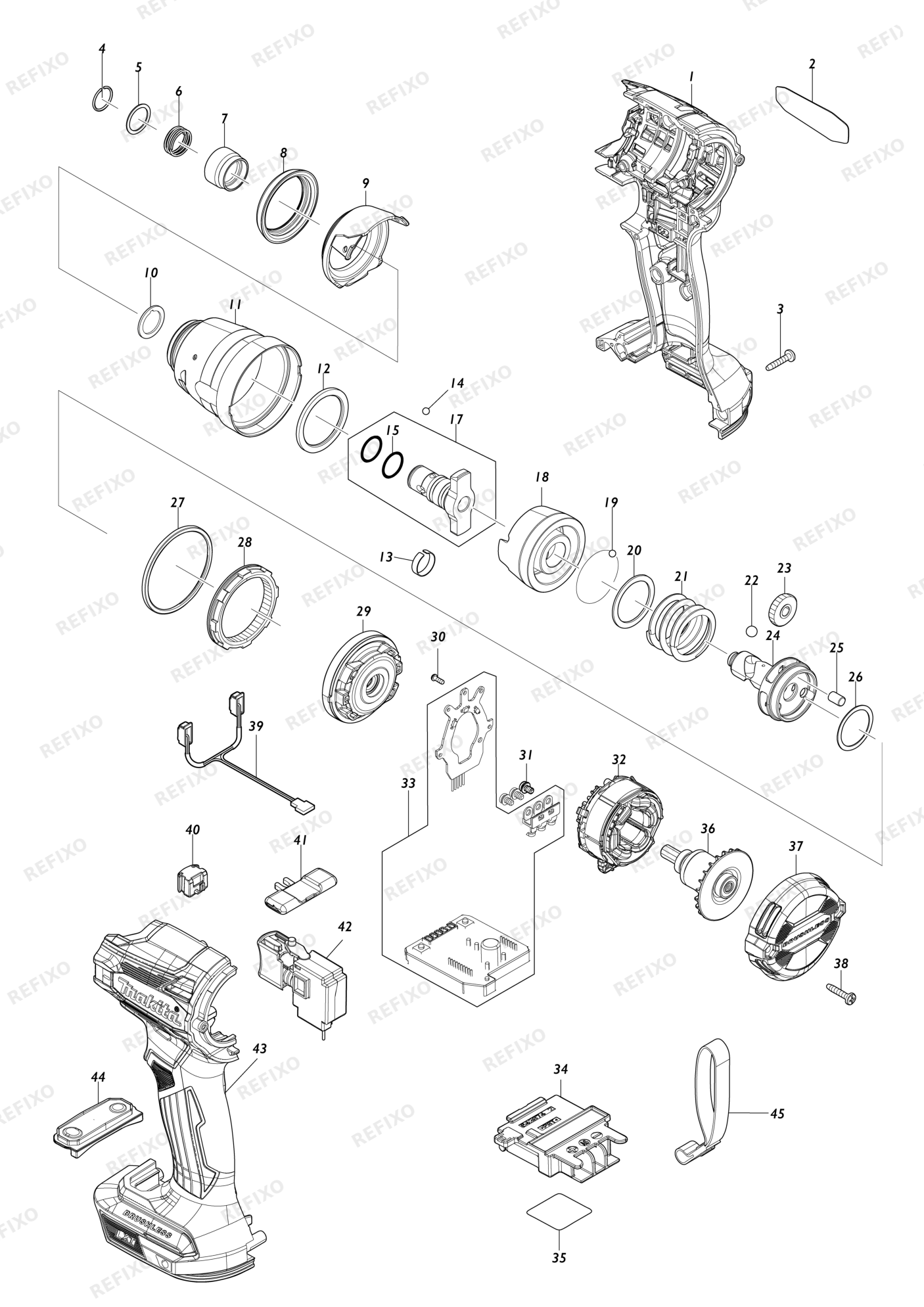 MAKITA DTD172 — схема запчастей