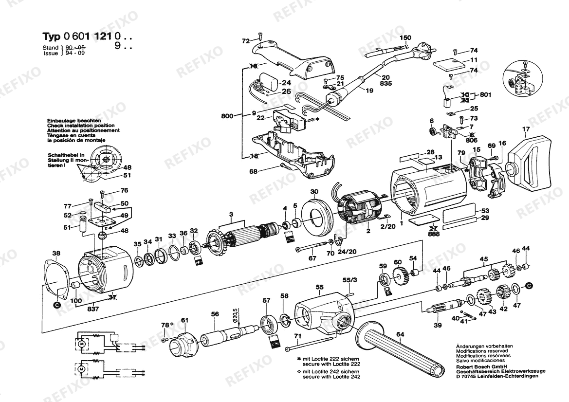 Bosch Дрель дрель 11 | 230 V | 004 - CH (0 601 121 032) — схема запчастей