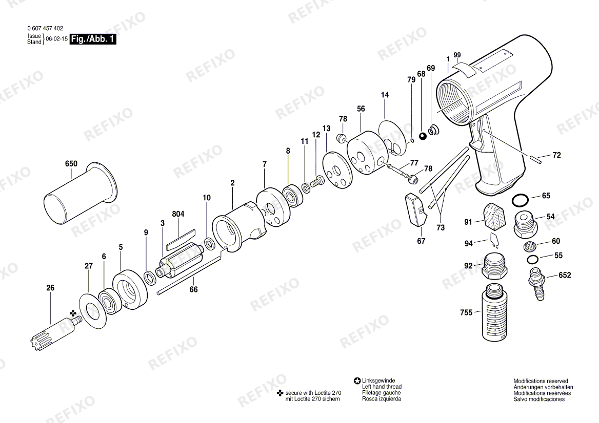 Bosch Pw- дрель -Ind 740 WATT-SERIE (0 607 457 402) — схема запчастей