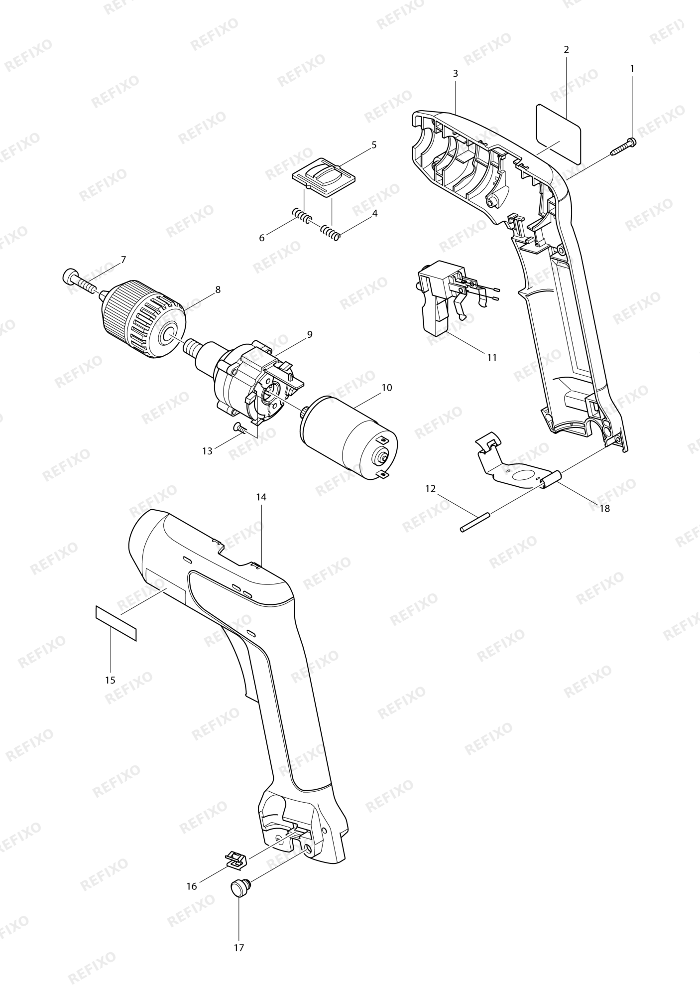 MAKITA 6017D — схема запчастей