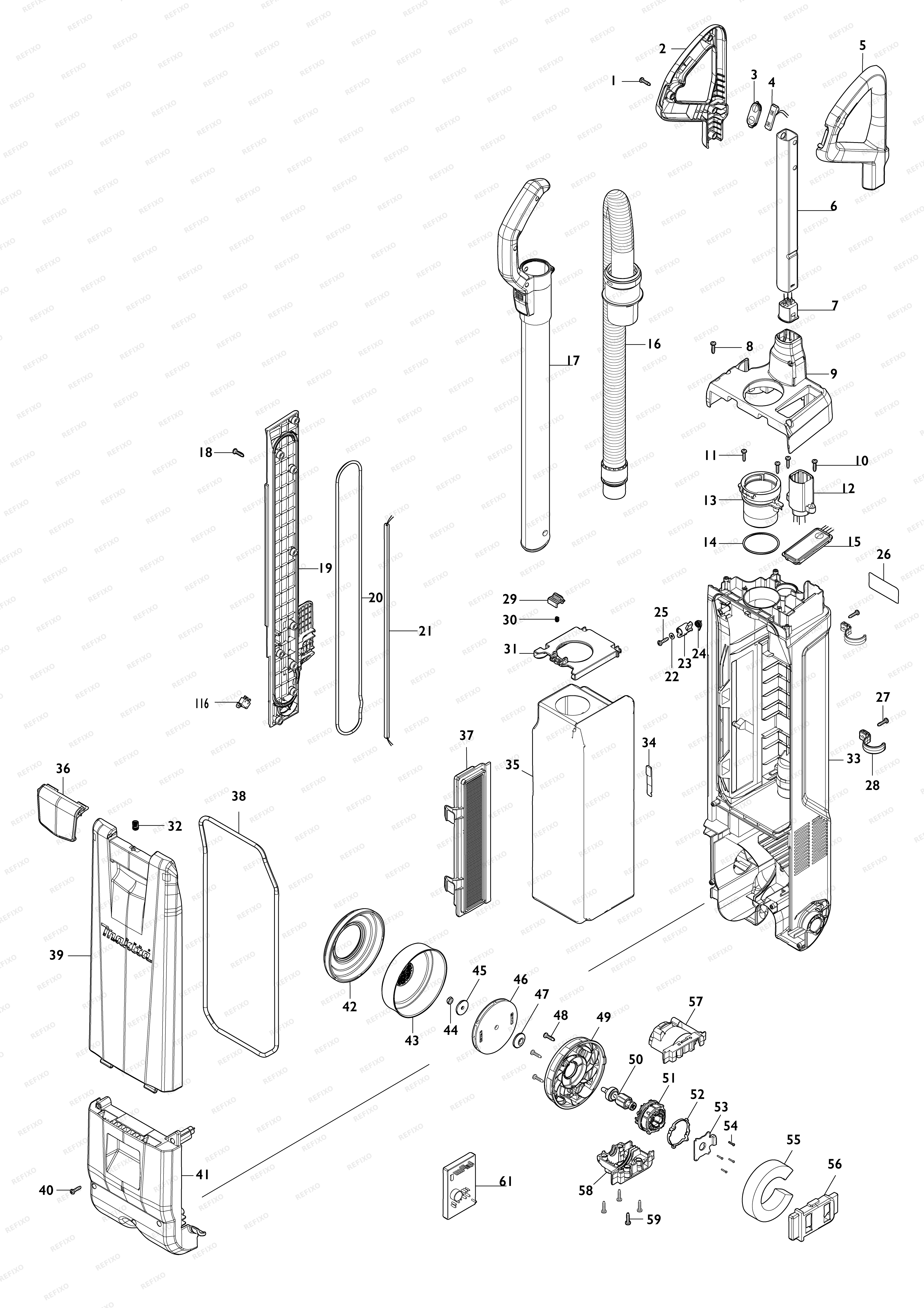 MAKITA DVC560 — схема запчастей