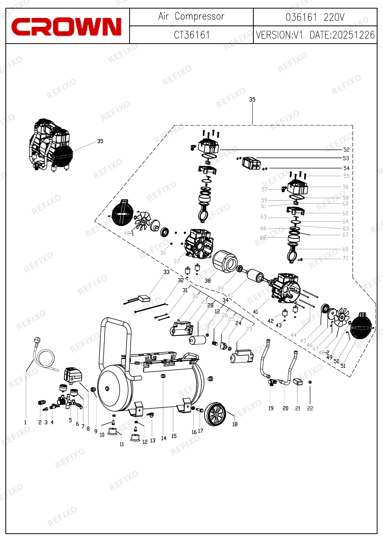 CROWN CT36161 — схема запчастей