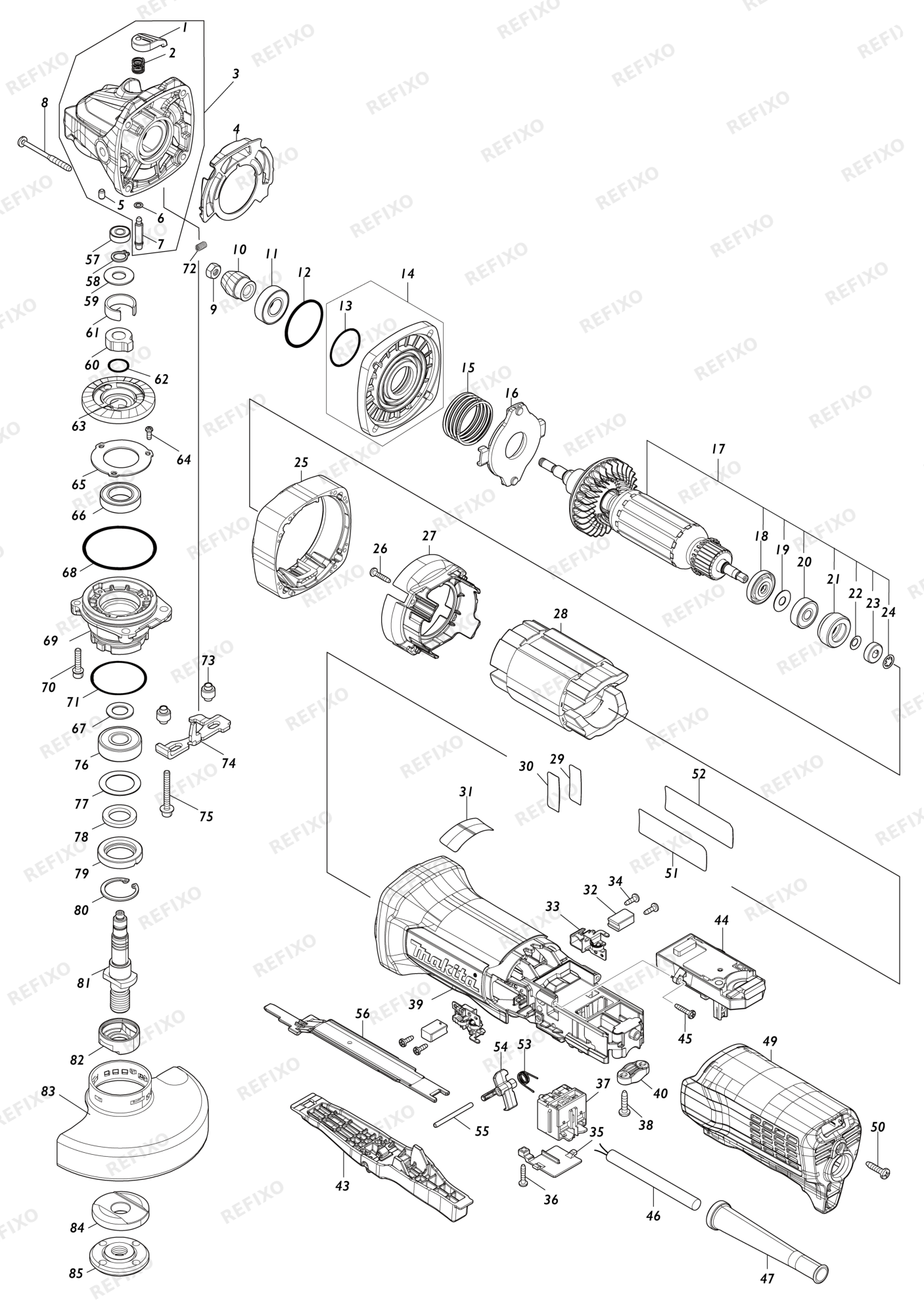 MAKITA GA4594 — схема запчастей