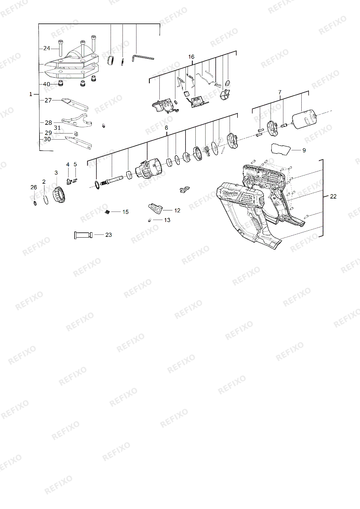 MILWAUKEE M18BMS20 0 4933447935 4000477644 — схема запчастей