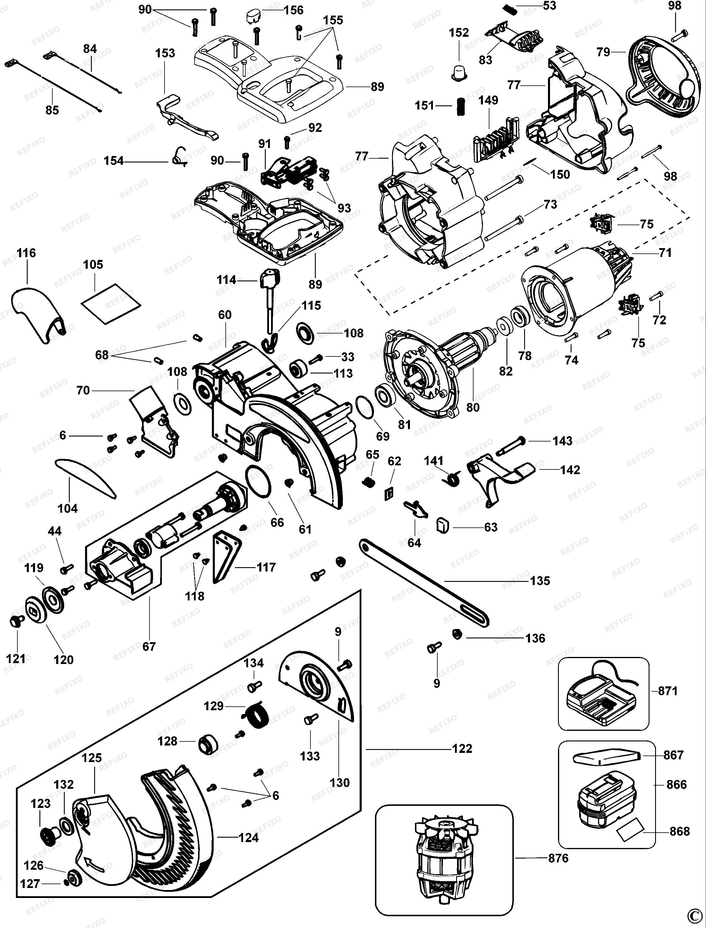 DeWalt ТОРЦЕВАЯ ПИЛА DW017 — схема запчастей