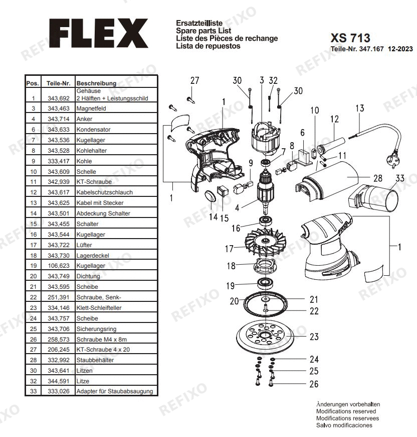 Flex XS 713 230CEE — схема запчастей