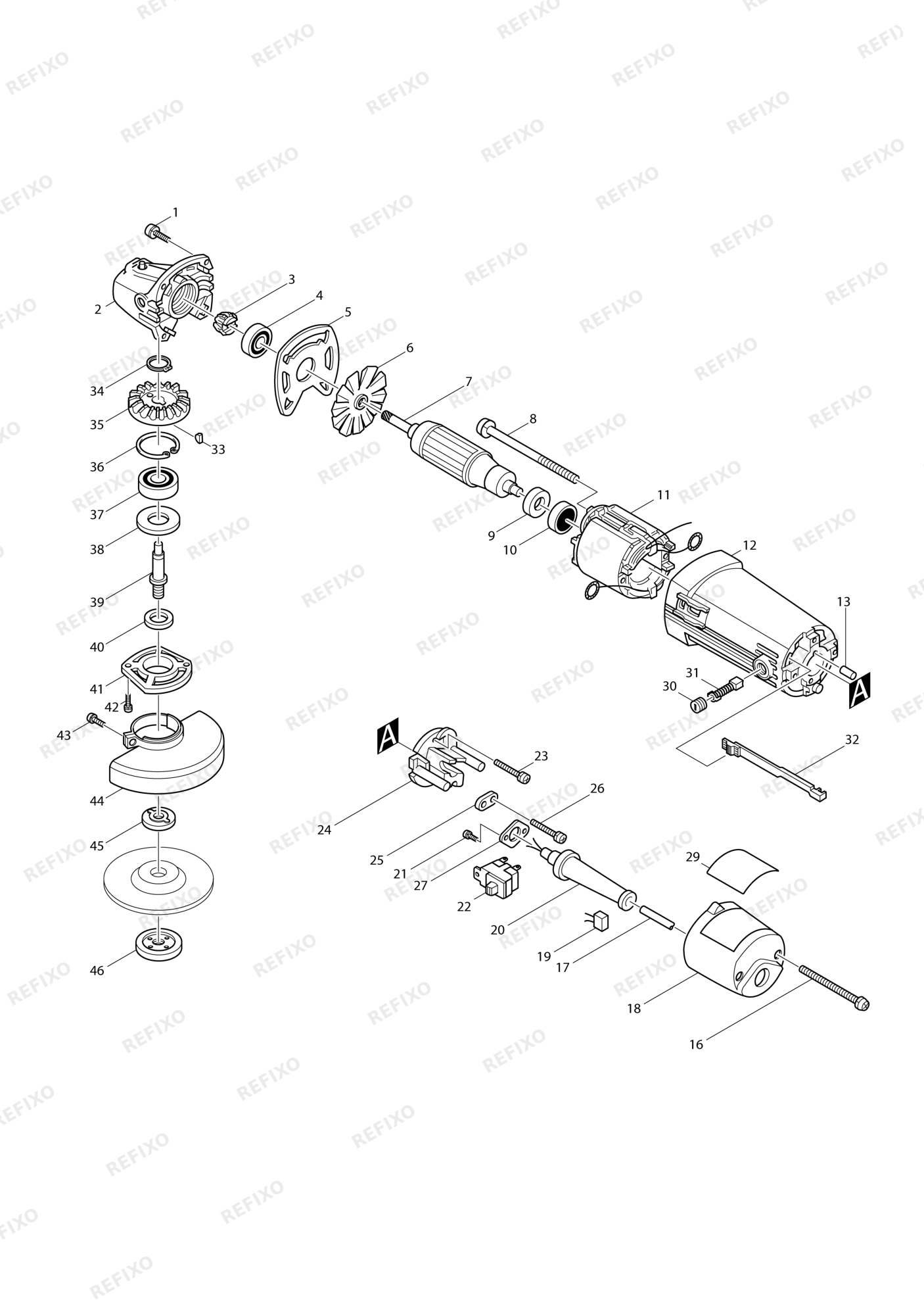 MAKITA 9505BH — схема запчастей
