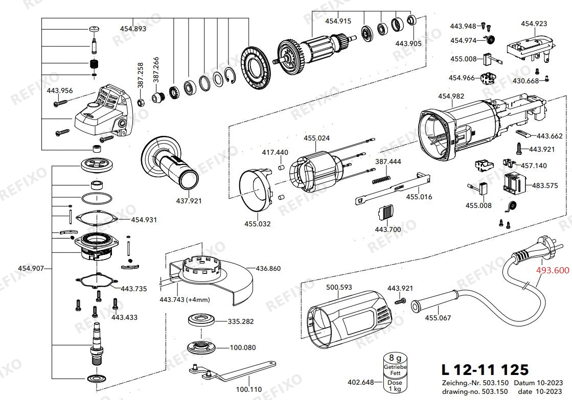 Flex L 12-11 125 230CEE Fixtec — схема запчастей