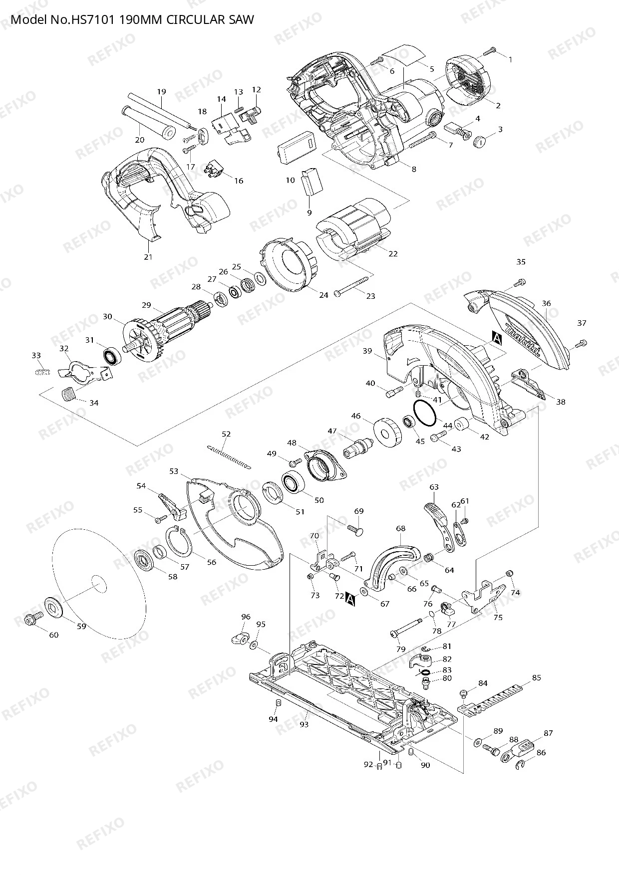 MAKITA HS7101 — схема запчастей