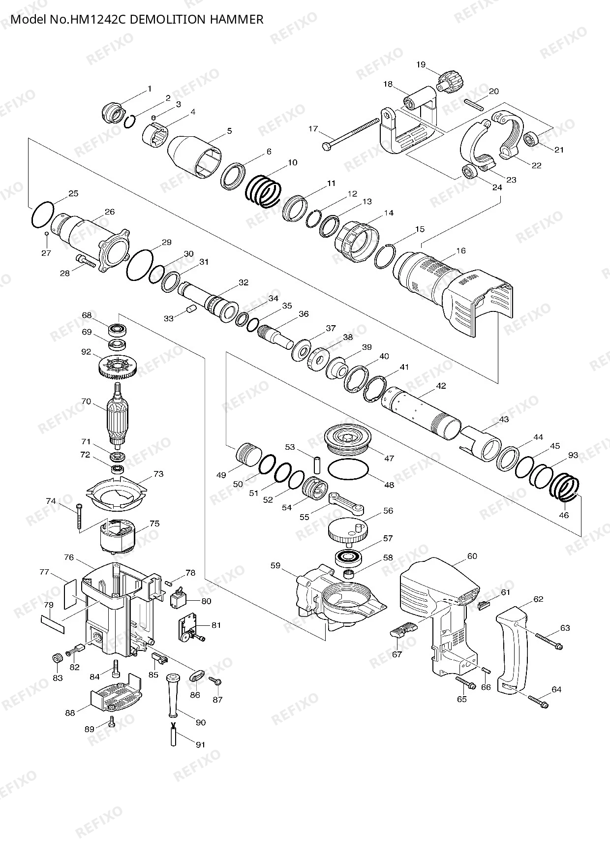 MAKITA HM1242C — схема запчастей