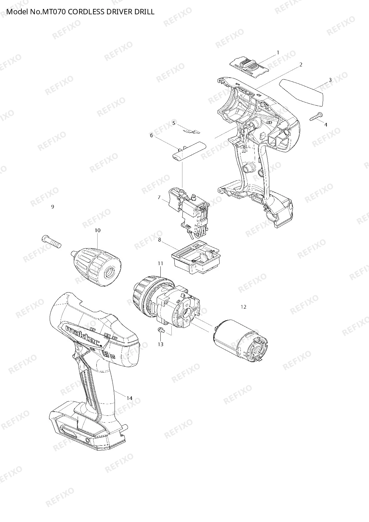 MAKITA MT070 — схема запчастей
