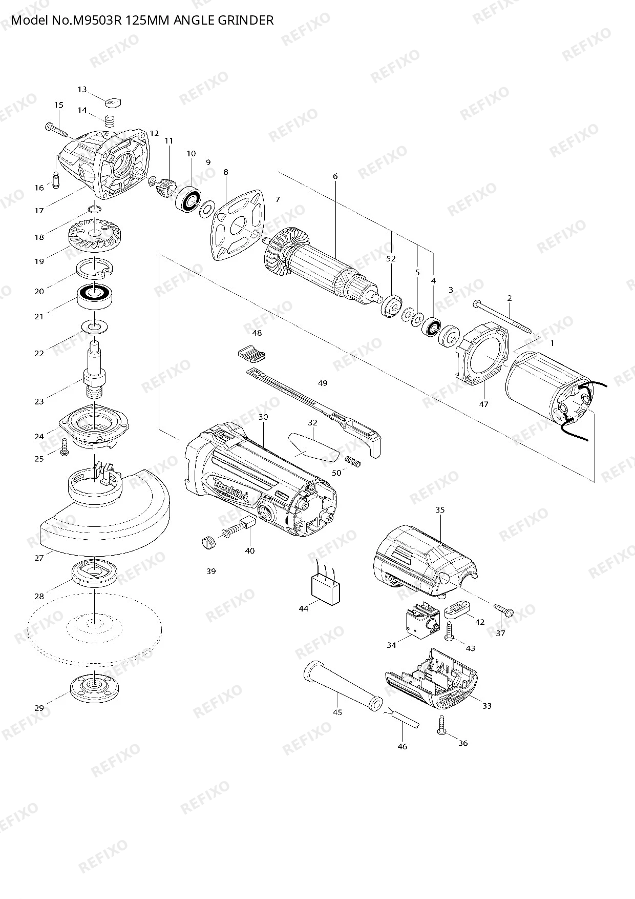 MAKITA M9503 — схема запчастей