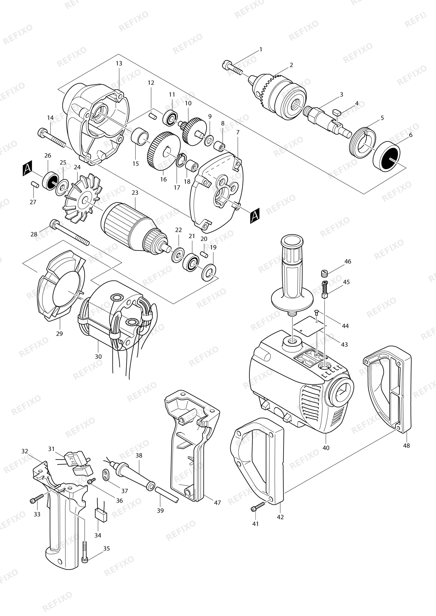 MAKITA 6013BR — схема запчастей