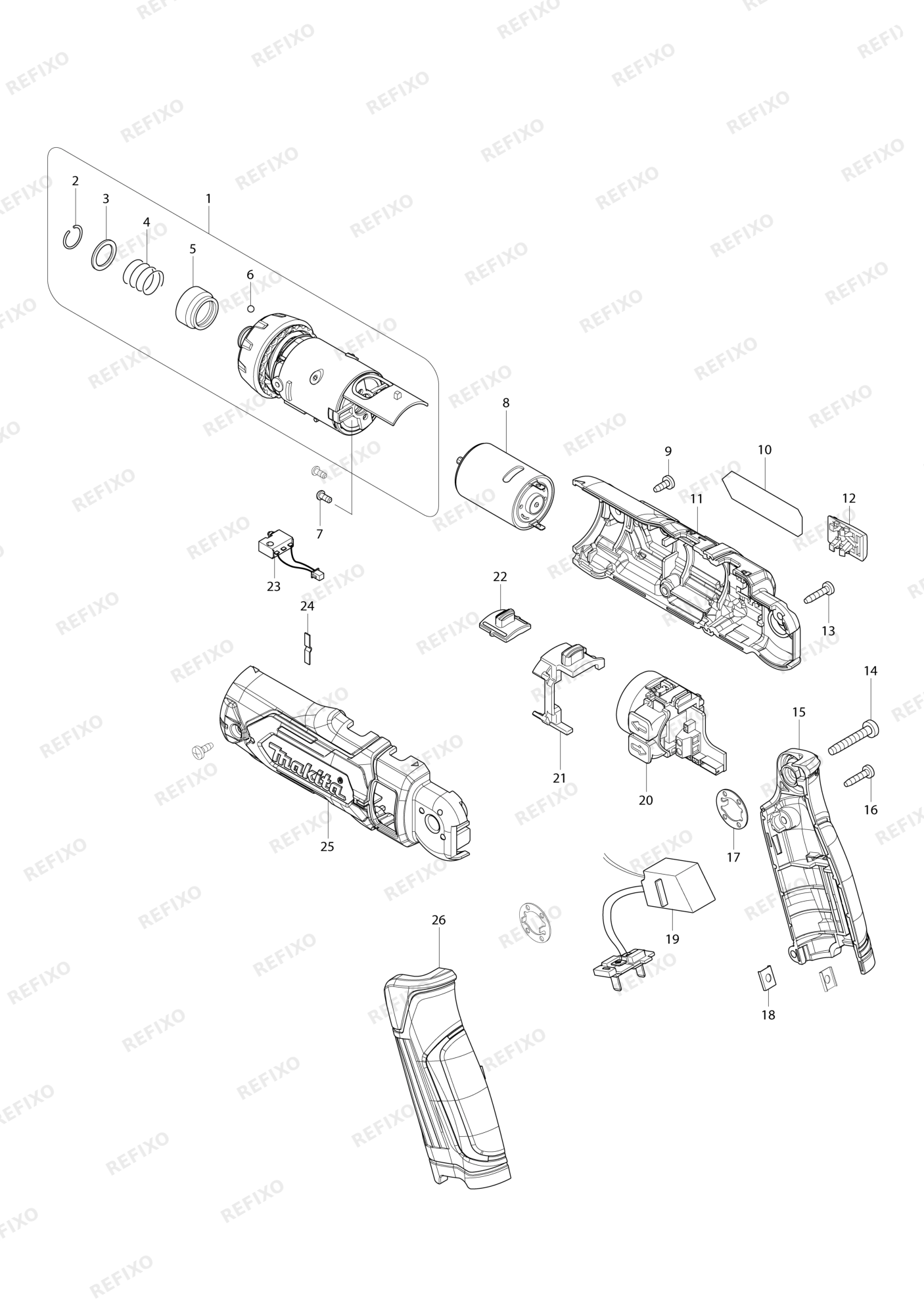 MAKITA DF012D — схема запчастей