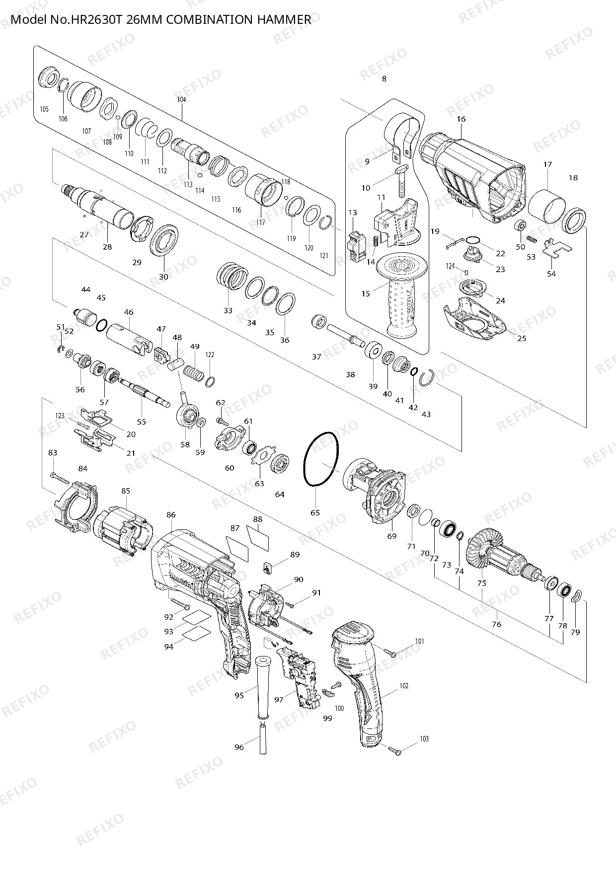 MAKITA HR2630T — схема запчастей