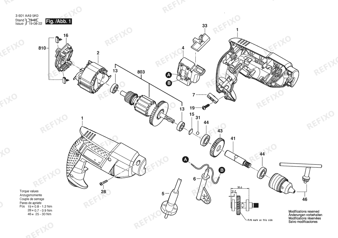 Bosch Gw-4G- дрель GBM 350 | 220 V | 041 - IN (3 601 AA9 5F3) — схема запчастей