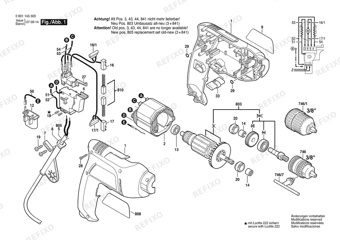 Bosch Дрель GBM 6 RE | 230 V | 026 - AS (0 601 145 507) — схема запчастей
