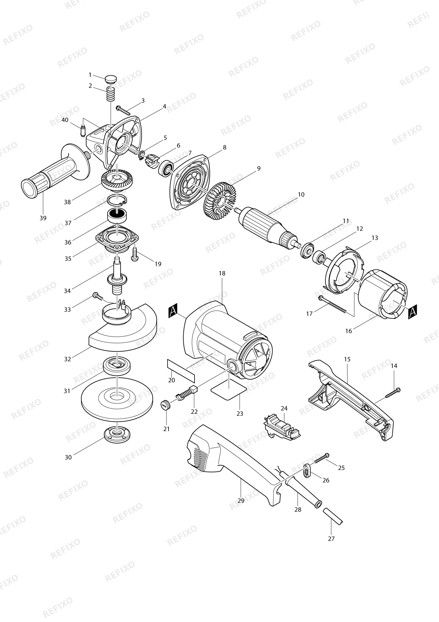 MAKITA 9015B — схема запчастей