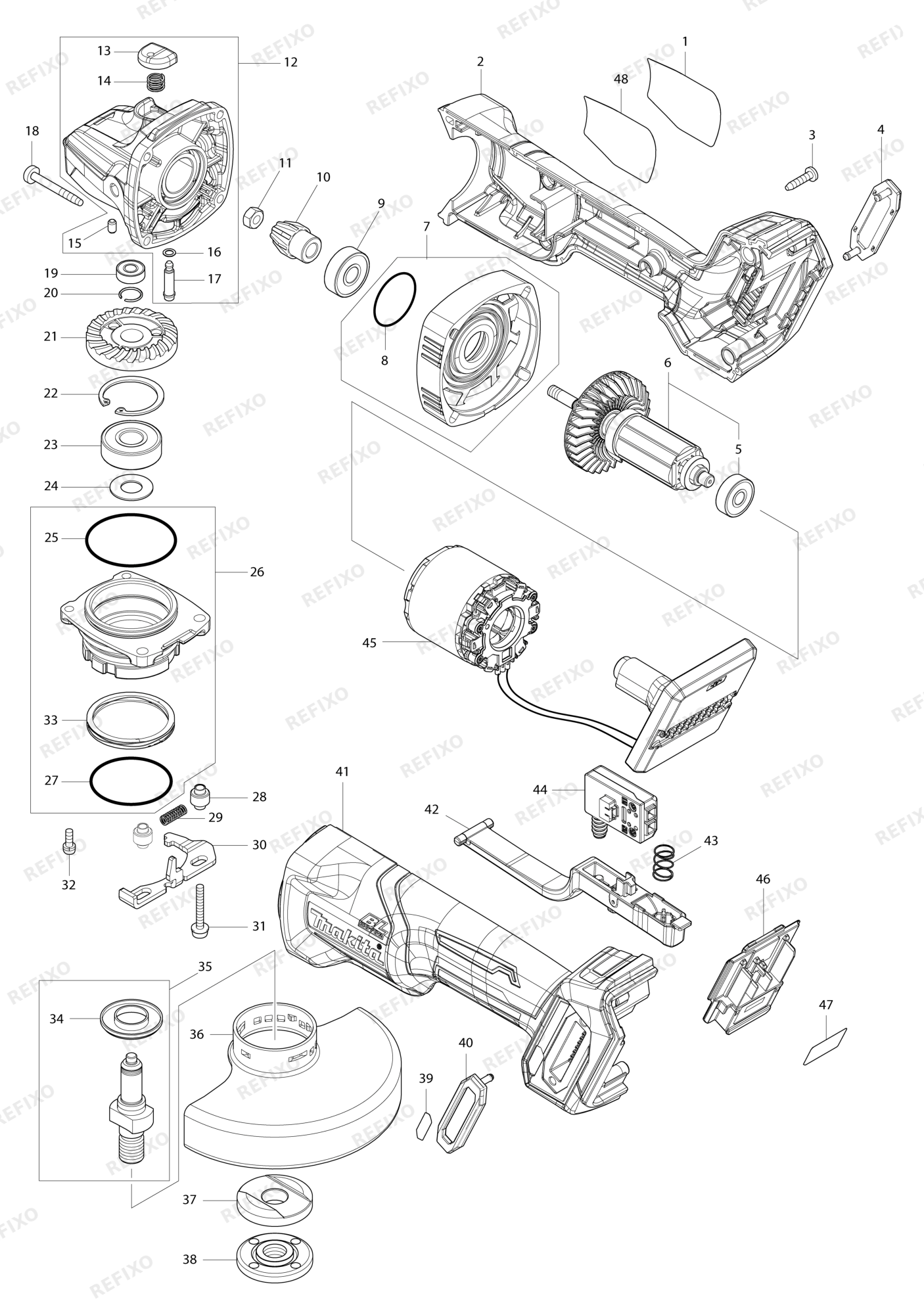 MAKITA GA016G — схема запчастей