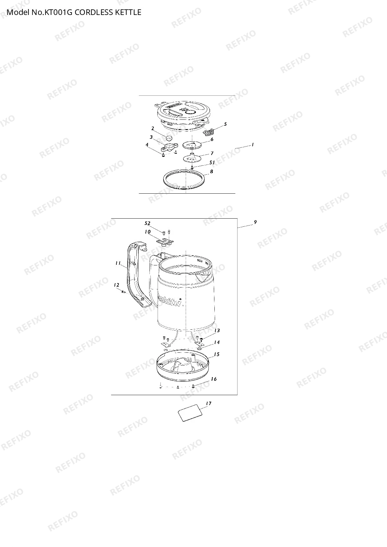 MAKITA KT001G — схема запчастей