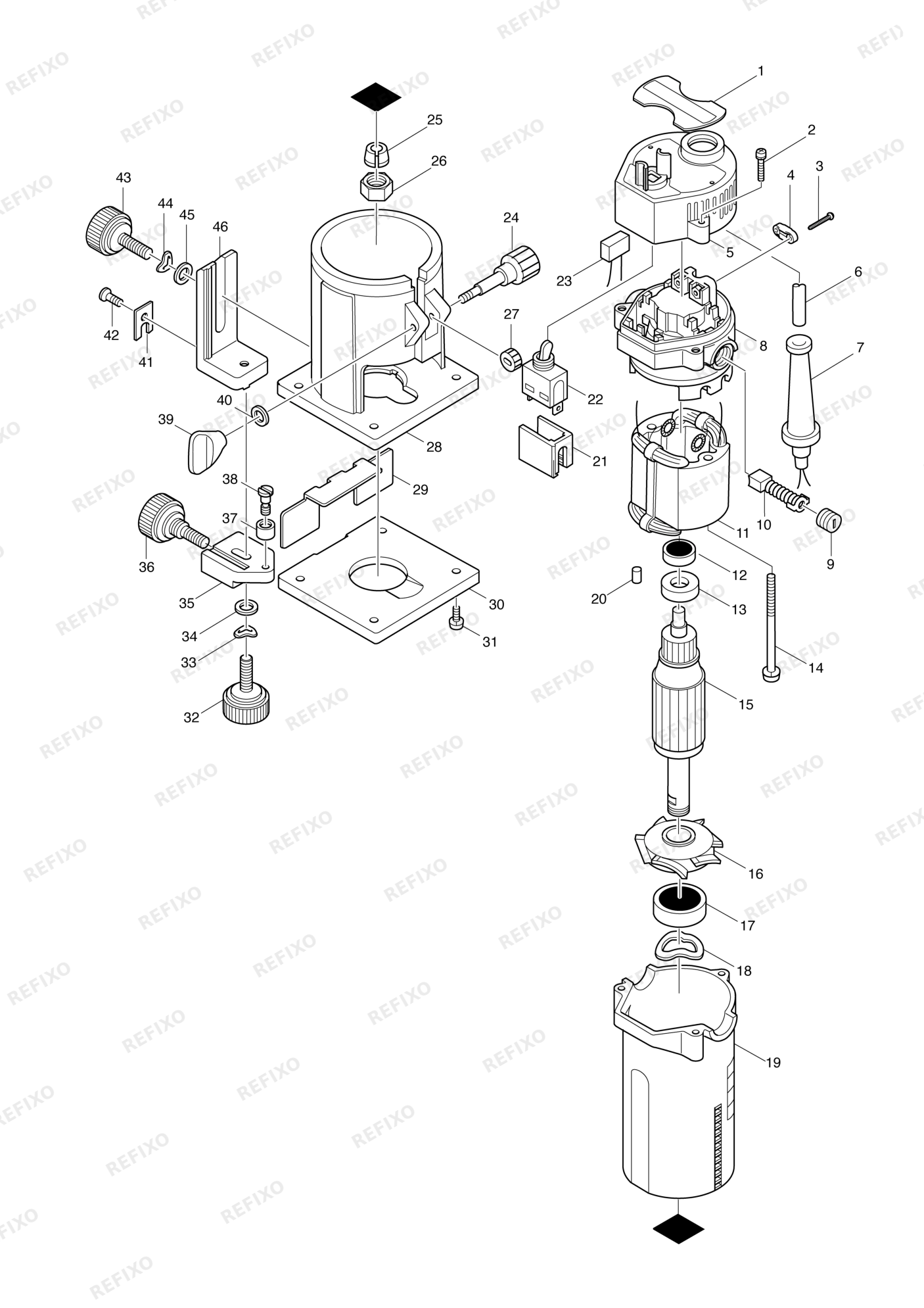 MAKITA 3703 — схема запчастей