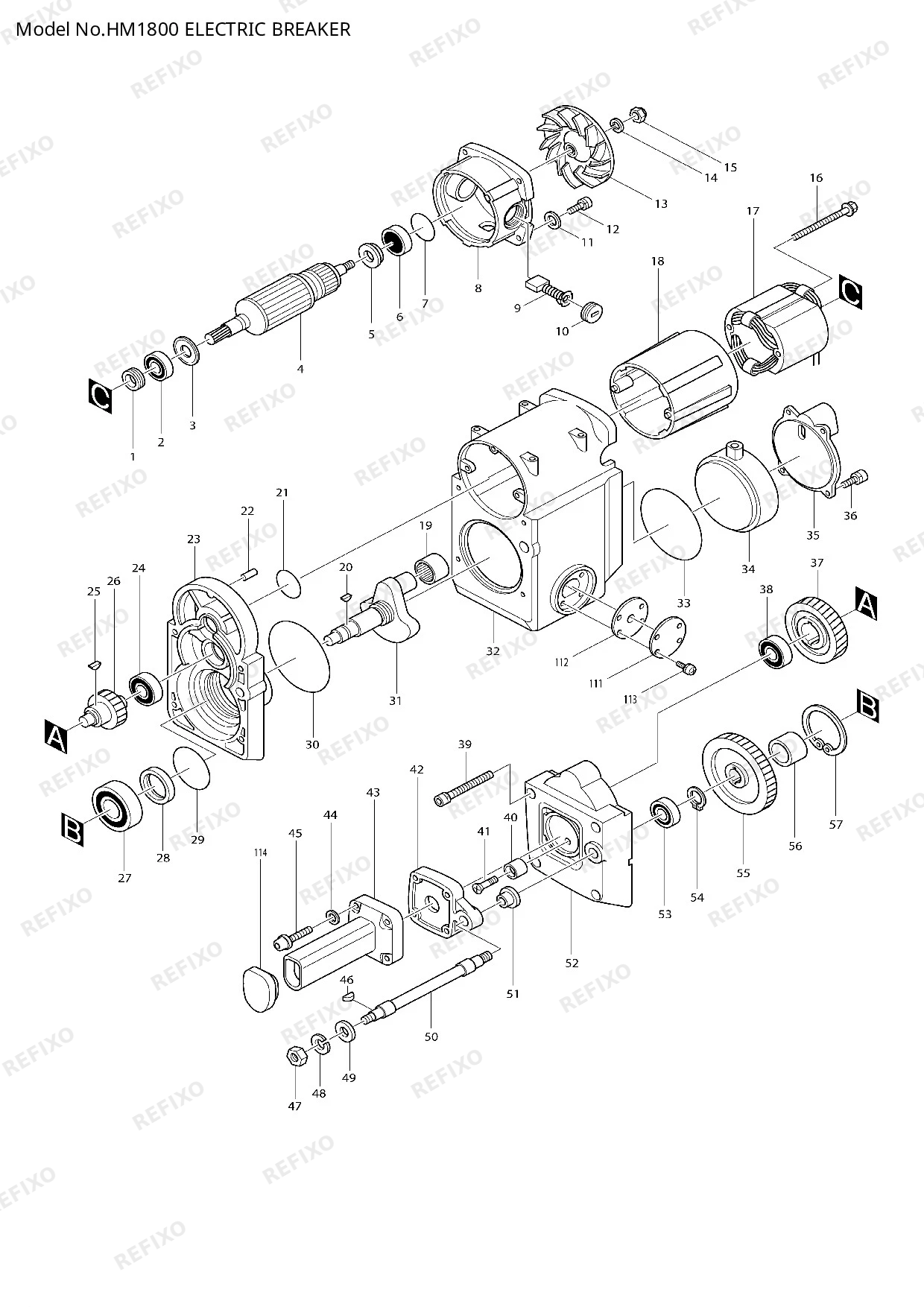 MAKITA HM1800 — схема запчастей
