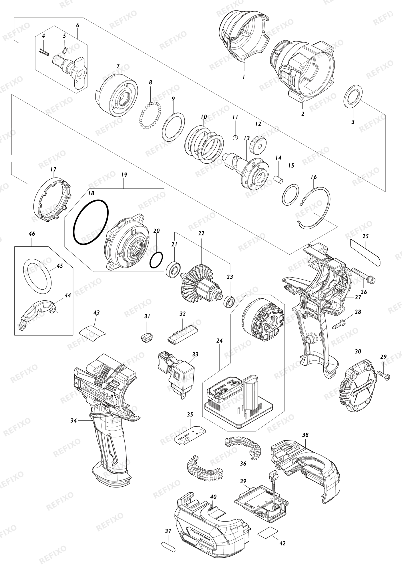 MAKITA TW008G — схема запчастей