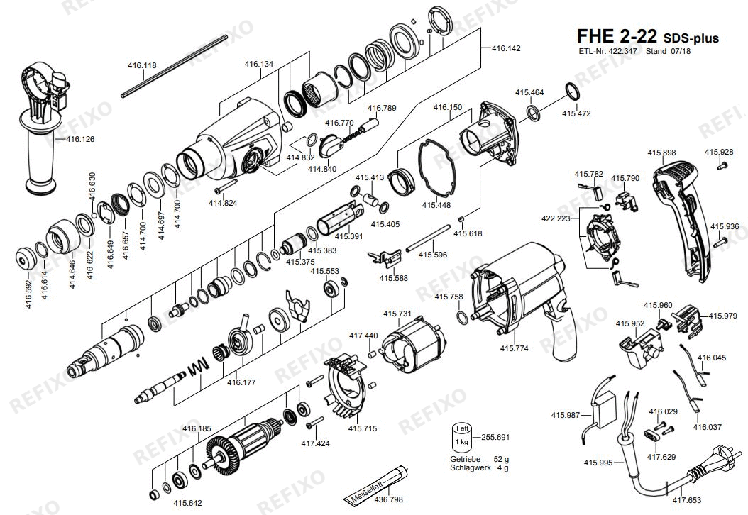 Flex FHE 2-22 SDS-plus 230BS — схема запчастей
