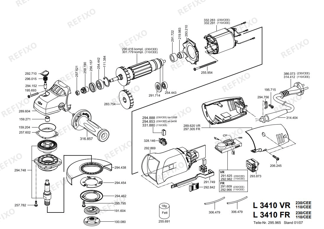 Flex L 3410 FR 230CEE Fixtec — схема запчастей