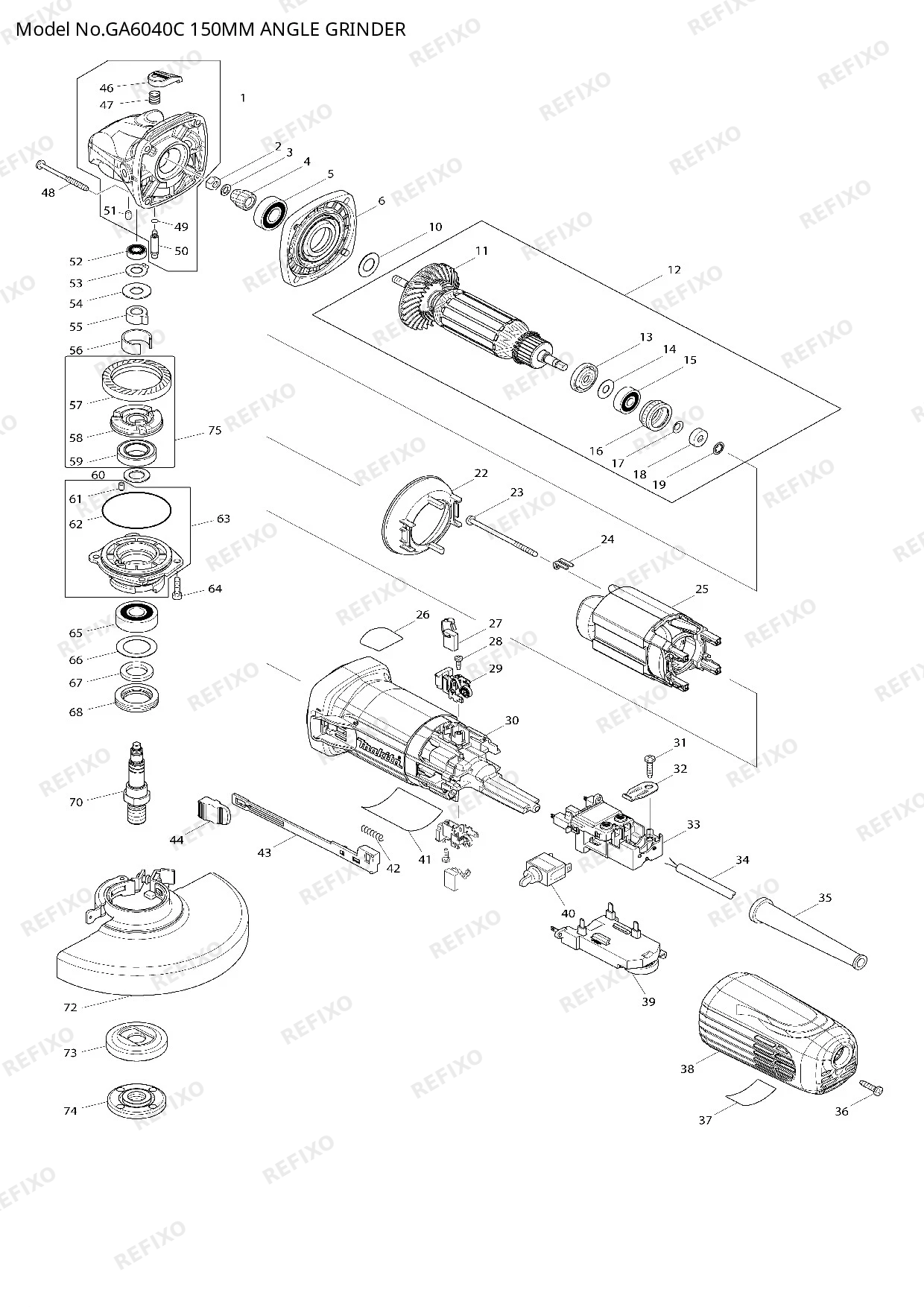 MAKITA GA6040C — схема запчастей