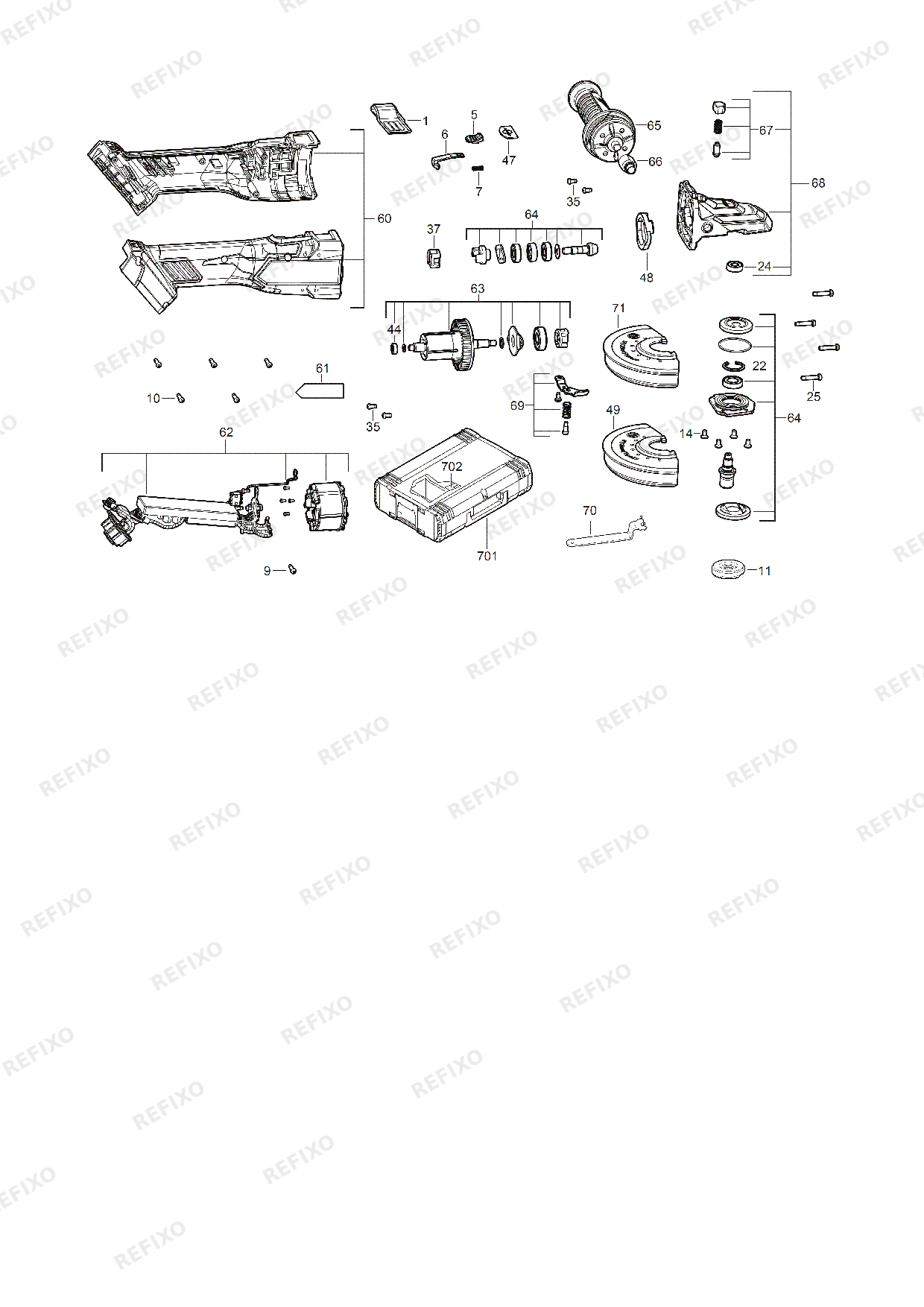 MILWAUKEE M18FSAGF125XB 0X 4933478438 4000483454 — схема запчастей