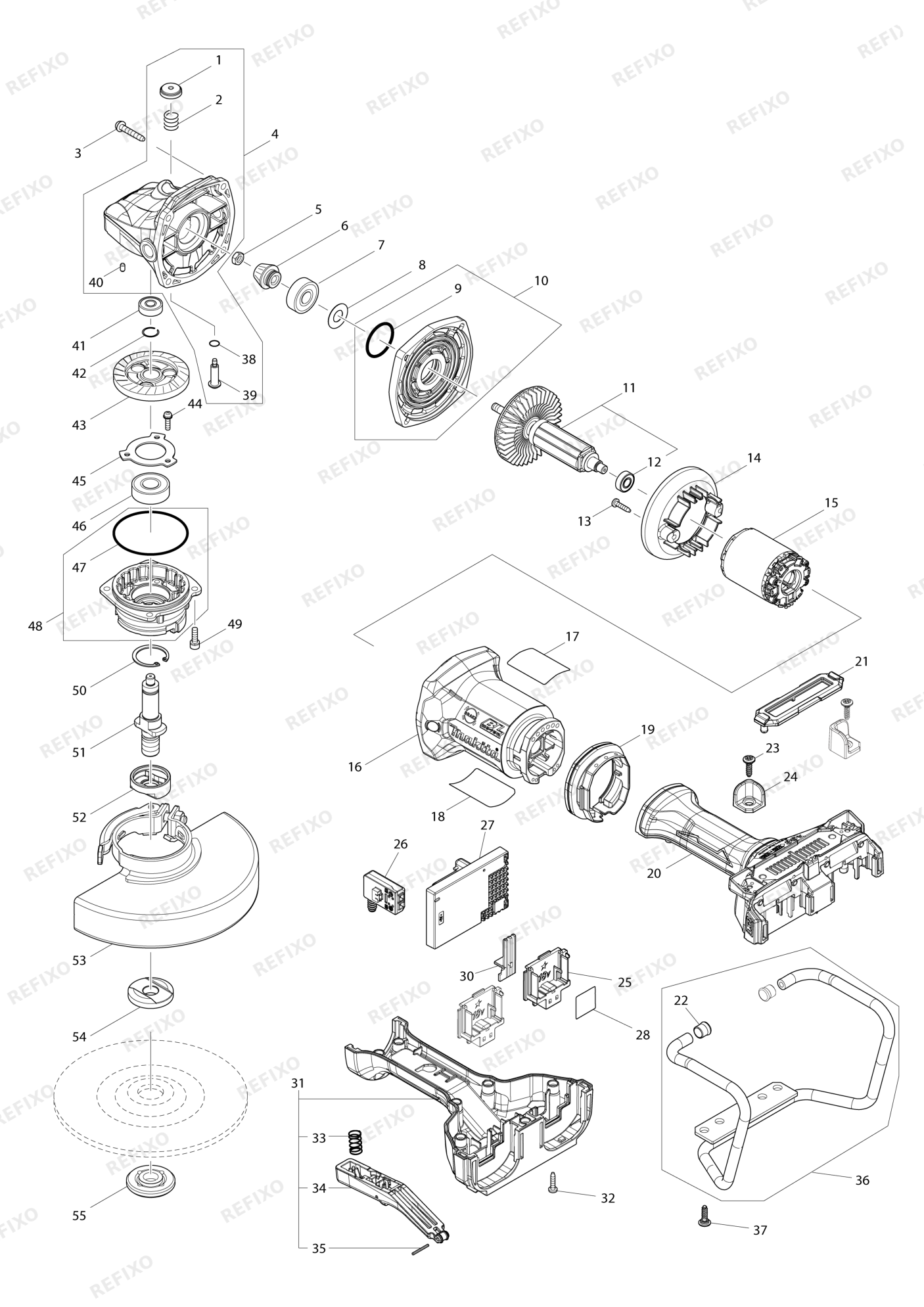 MAKITA DGA700 — схема запчастей