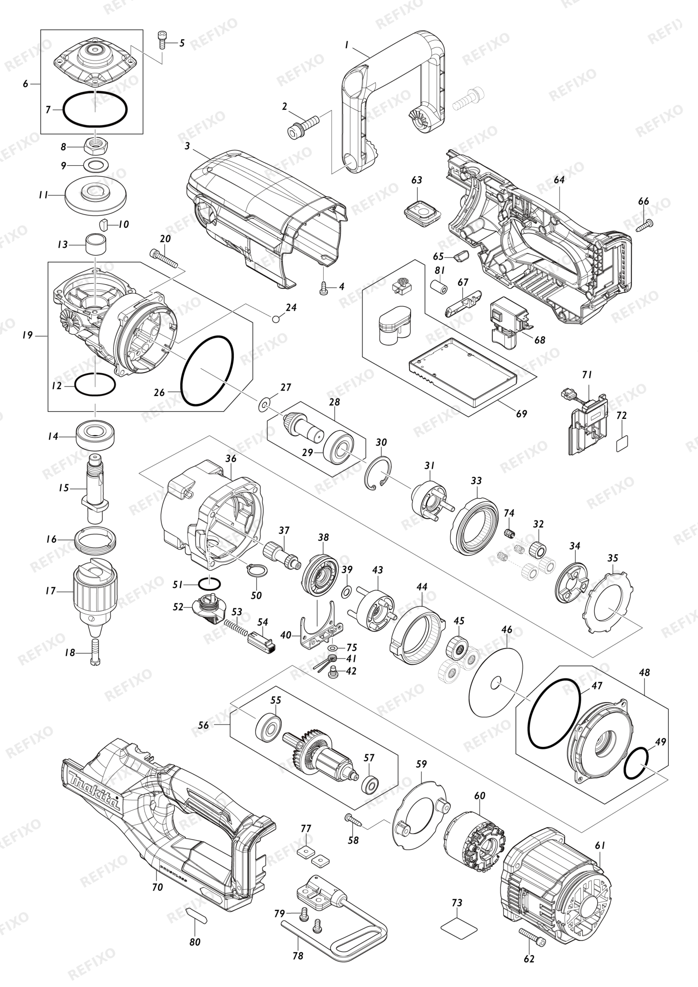 MAKITA DA001G — схема запчастей