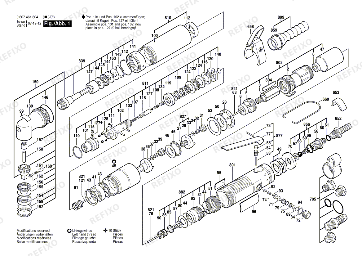 Bosch Pw-Winkelschrauber-Ind 400 WATT-SERIE (0 607 461 604) — схема запчастей