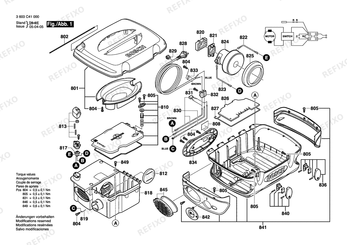 Bosch Allzwecksauger Ventaro PSM1400 | 240 V | 027 - AU (3 603 C41 040) — схема запчастей