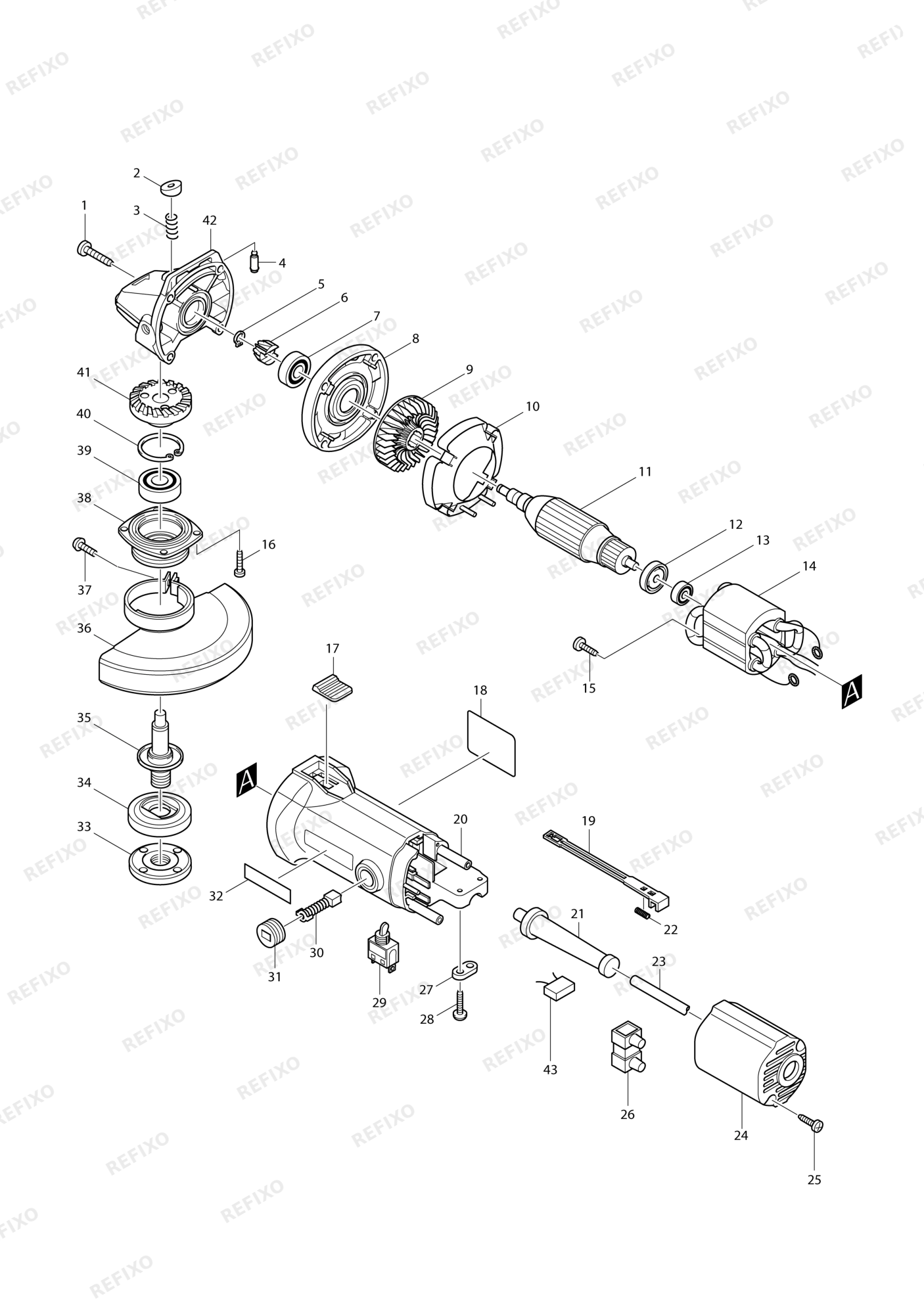 MAKITA 9527NB — схема запчастей