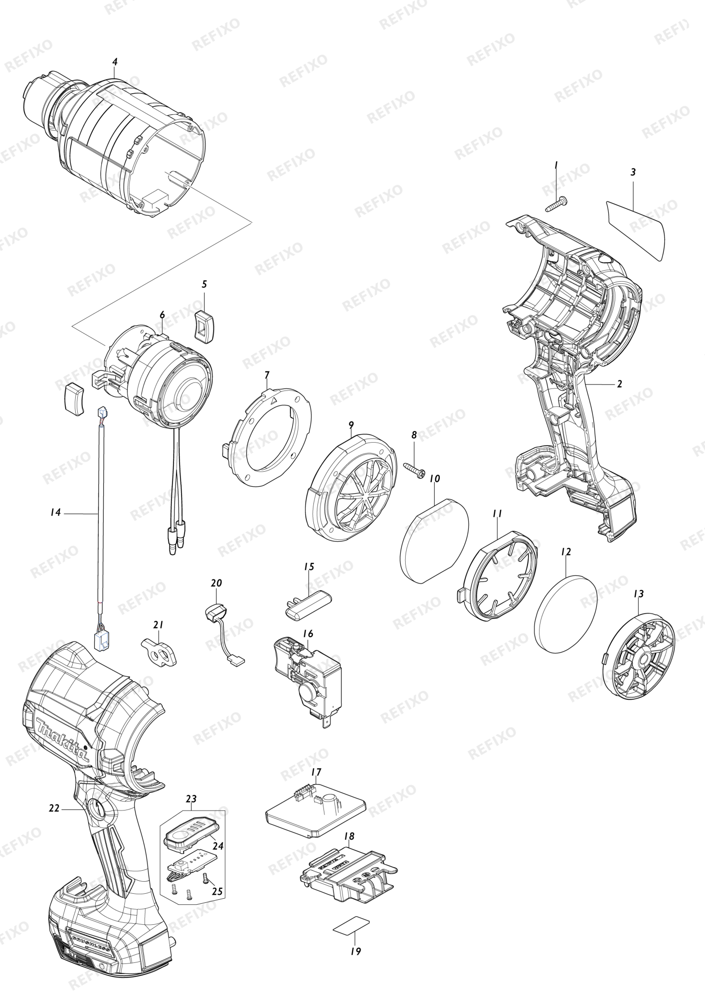 MAKITA DAS180 — схема запчастей