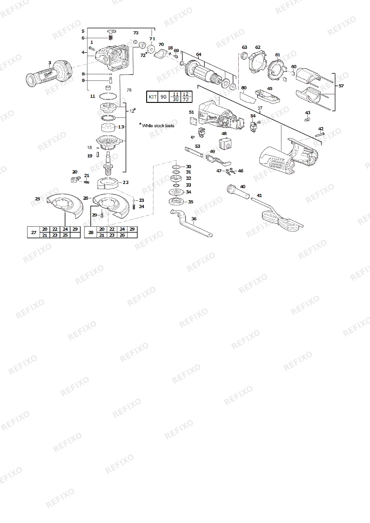 MILWAUKEE AGV15 150XC 4933433250 4000458472 — схема запчастей