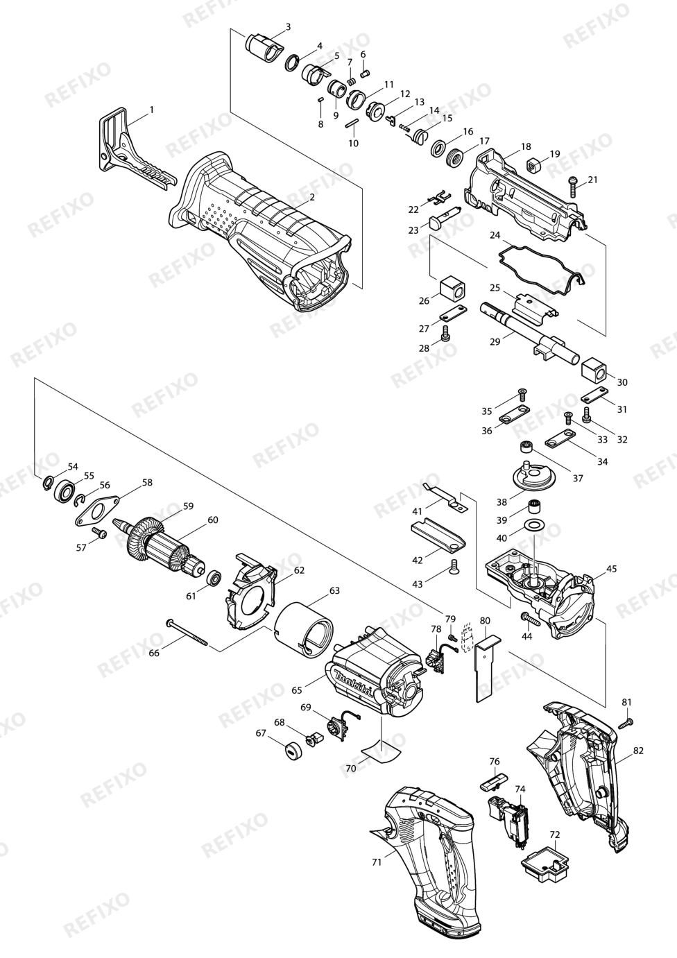 MAKITA BJR182 — схема запчастей